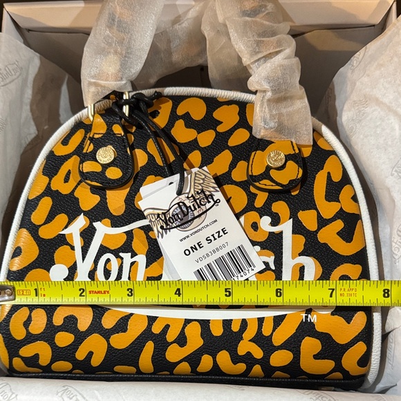 NWT Von Dutch Orange and Black Animal Print Crossbody Bag - Picture 7 of 9